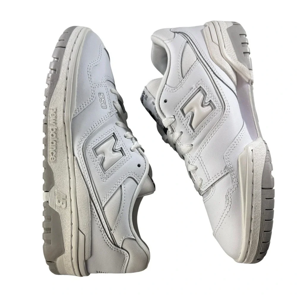 New Balance 550 White White Leather Sneakers GSB550PB Women 8.5 Youth 7 NEW